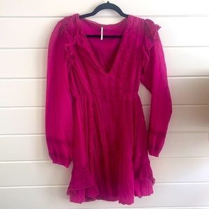 Free People Long Sleeved Embroidered Dress